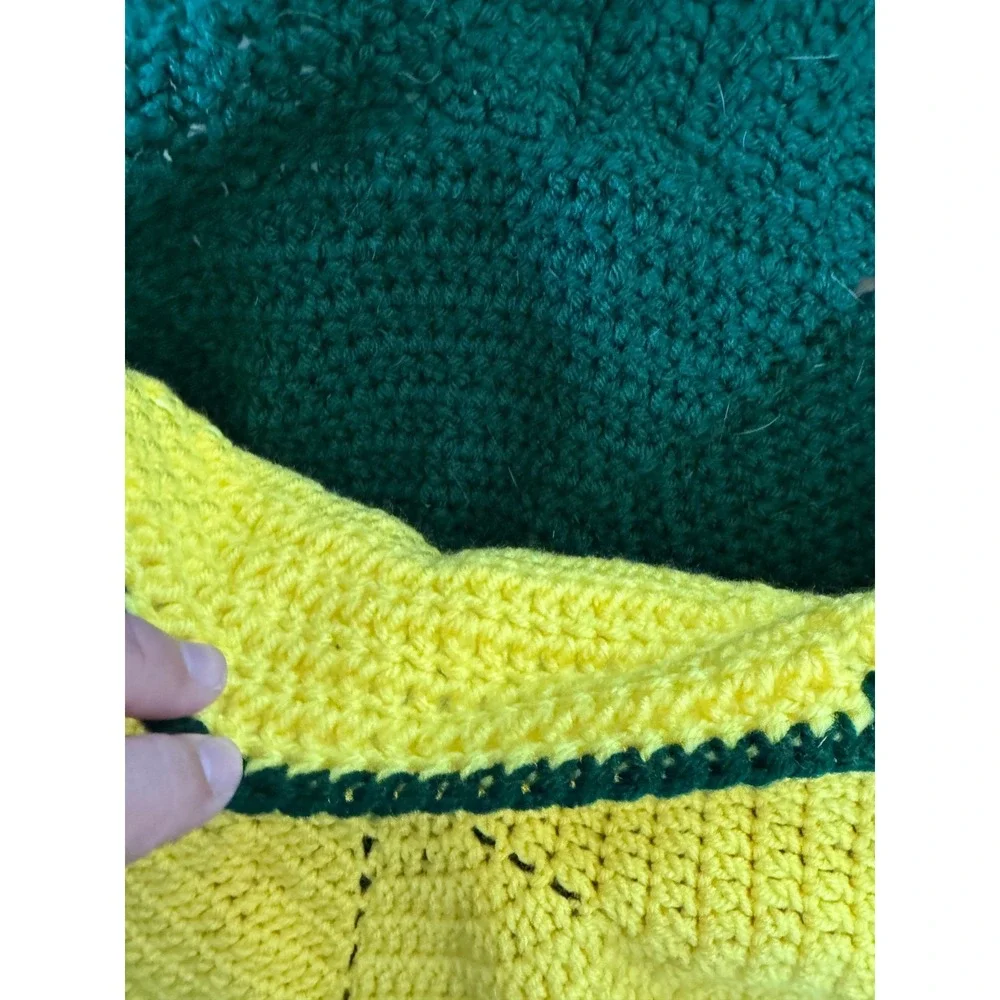 Handmade Crochet Star Baby Bunting Bag Hooded Swaddle Yellow Green